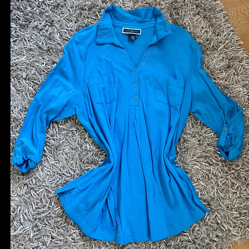 Karen Scott 3/4 Sleeve Polo Top
